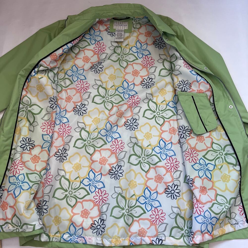 White Stag Lime Green Floral Lining Lightweight Rain Jacket Women's 12/14 - Picture 8 of 14